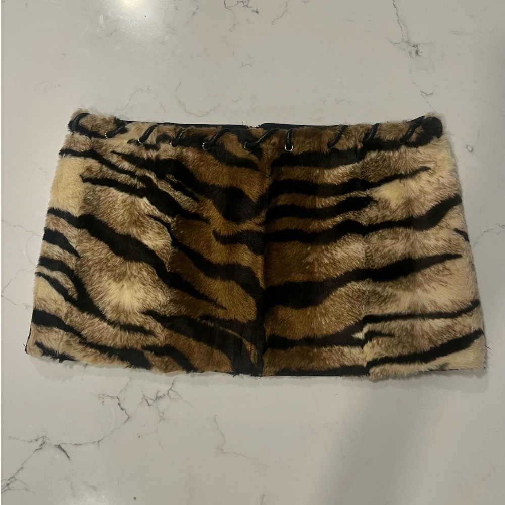 Outcast’s Toulouse Faux Tiger Fur Mini Skirt, NWOT!